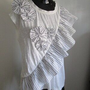 Joie 100% cotton white dramatic ruffle front tunic top